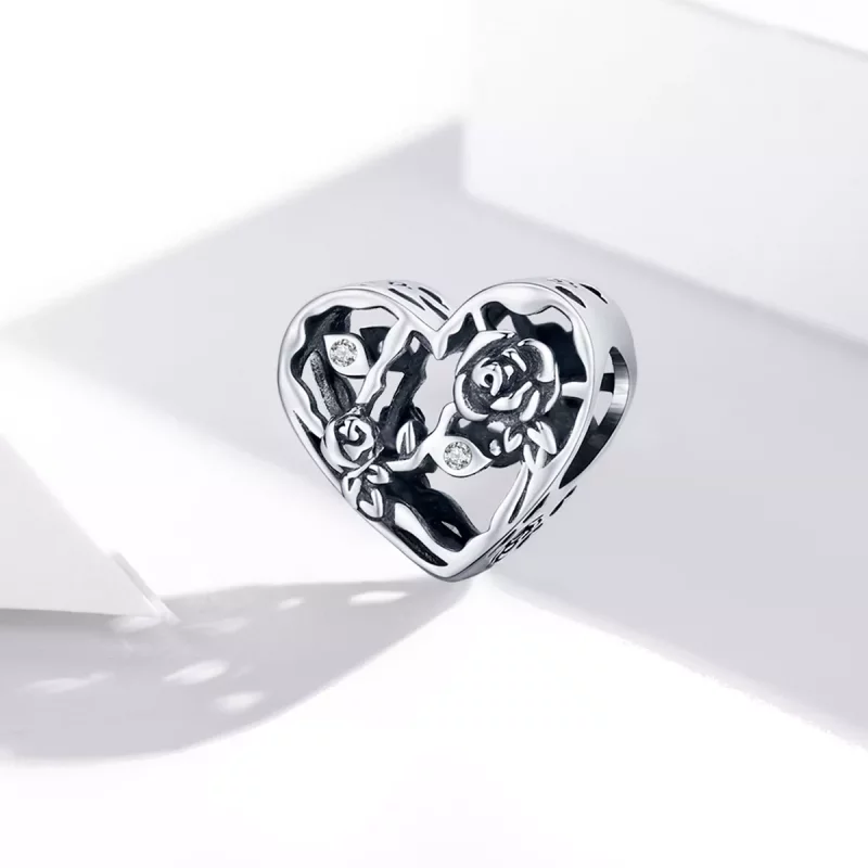 (imagen para) Charm de Amor en Estilo Pandora con Rosa - BSC475 - Ver 2