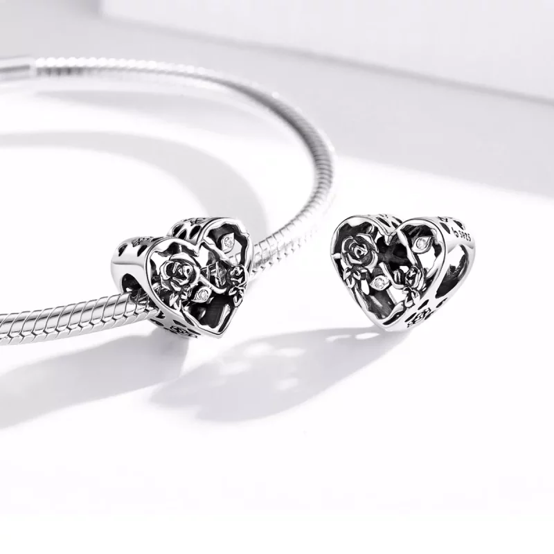(imagen para) Charm de Amor en Estilo Pandora con Rosa - BSC475 - Ver 4