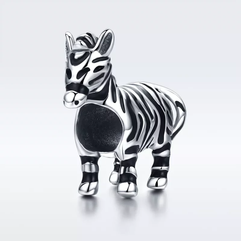 (imagen para) Charm de animal encantador en estilo Pandora de plata - Zebra - SCC550 - Ver 2