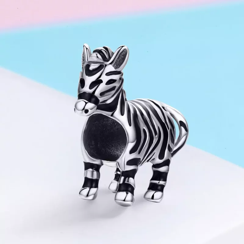 (imagen para) Charm de animal encantador en estilo Pandora de plata - Zebra - SCC550 - Ver 3