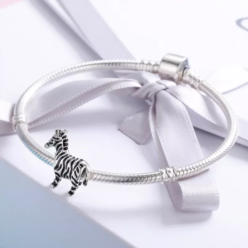 (imagen para) Charm de animal encantador en estilo Pandora de plata - Zebra - SCC550 - Ver 4