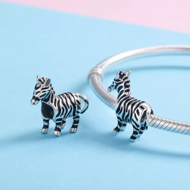 (imagen para) Charm de animal encantador en estilo Pandora de plata - Zebra - SCC550 - Ver 5