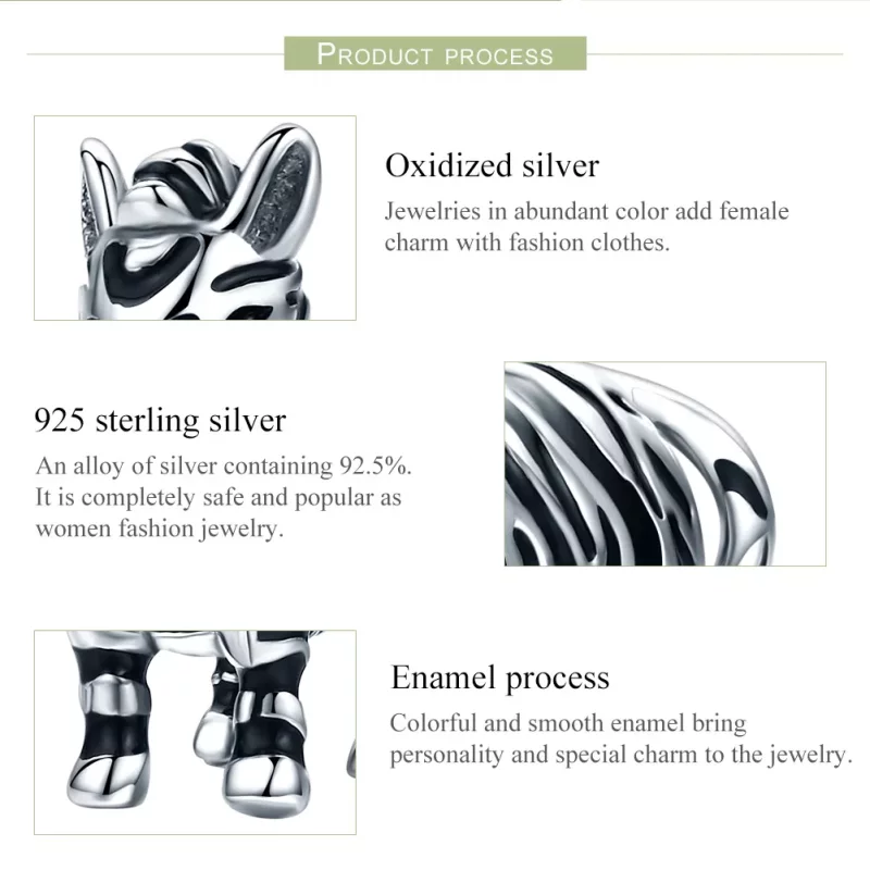 (imagen para) Charm de animal encantador en estilo Pandora de plata - Zebra - SCC550 - Ver 6