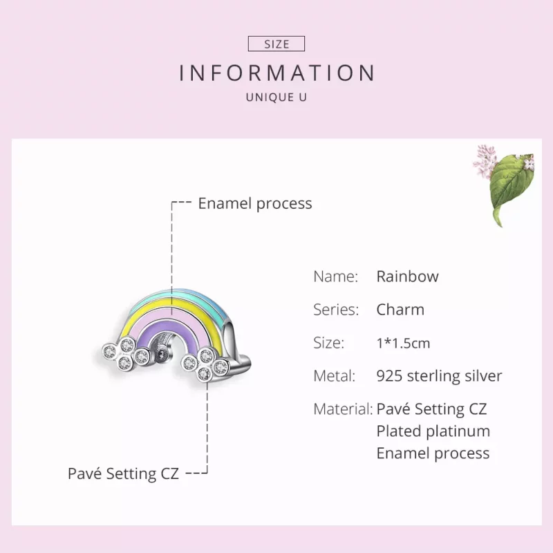 (imagen para) Charm de Arcoíris de Plata al Estilo Pandora - SCC1425 - Ver 7