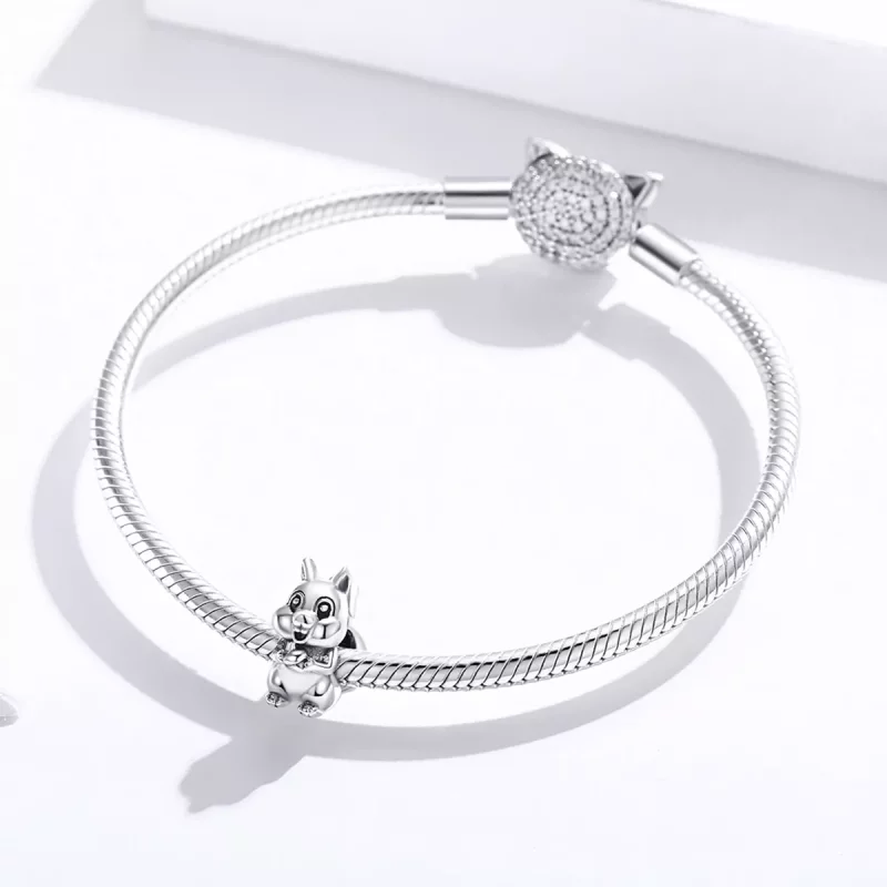 (imagen para) Charm de Ardilla Linda en Plata Estilo Pandora - BSC338 - Ver 3