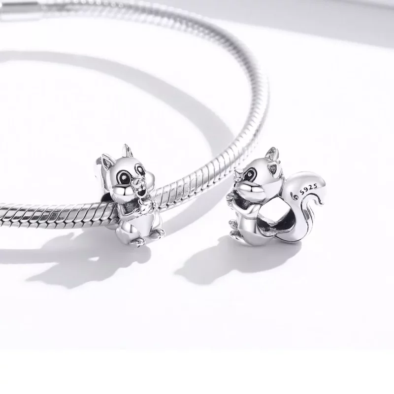 (imagen para) Charm de Ardilla Linda en Plata Estilo Pandora - BSC338 - Ver 4