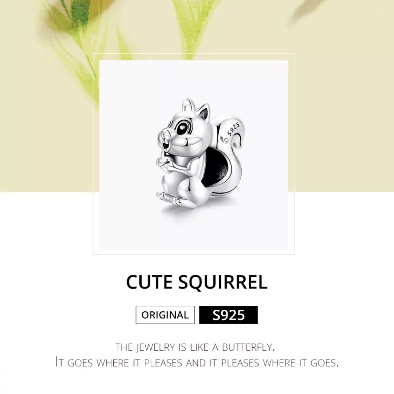 (imagen para) Charm de Ardilla Linda en Plata Estilo Pandora - BSC338 - Ver 6