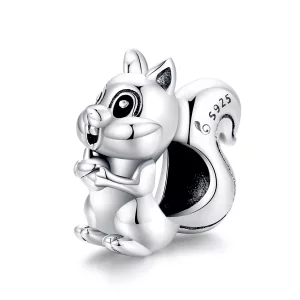 (imagen para) Charm de Ardilla Linda en Plata Estilo Pandora - BSC338