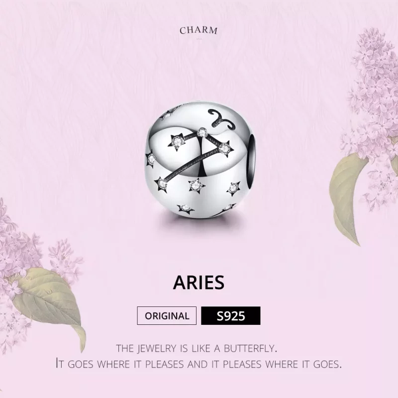 (imagen para) Charm de Aries en plata estilo Pandora - SCC1218-1 - Ver 2