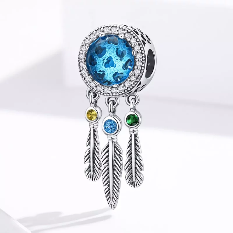 (imagen para) Charm de Atrapasueños de Plata Estilo Pandora con Zafiro - SCC1384 - Ver 3