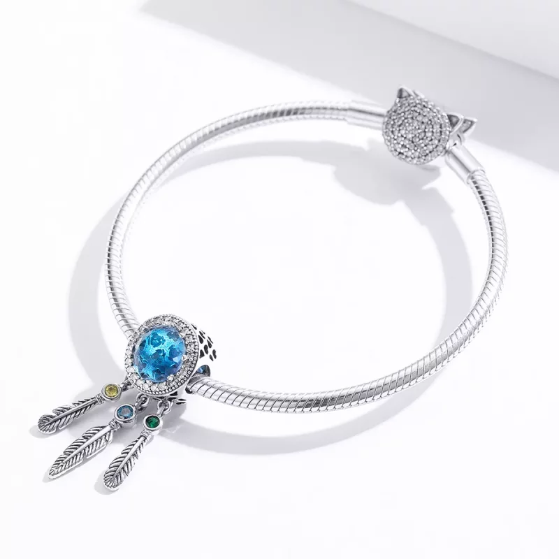 (imagen para) Charm de Atrapasueños de Plata Estilo Pandora con Zafiro - SCC1384 - Ver 4