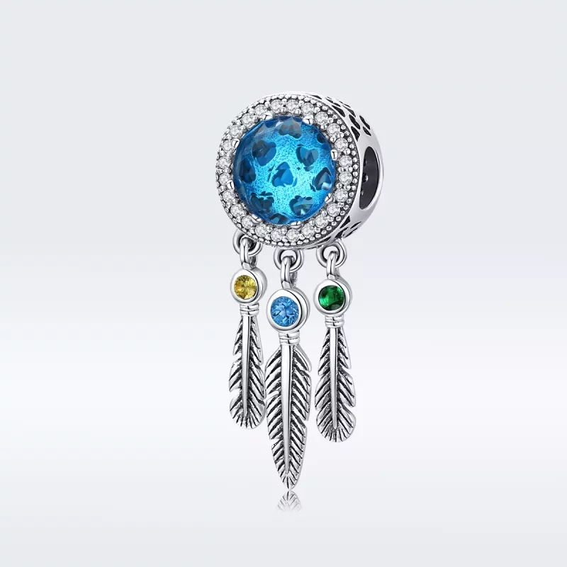 (imagen para) Charm de Atrapasueños de Plata Estilo Pandora con Zafiro - SCC1384 - Ver 5
