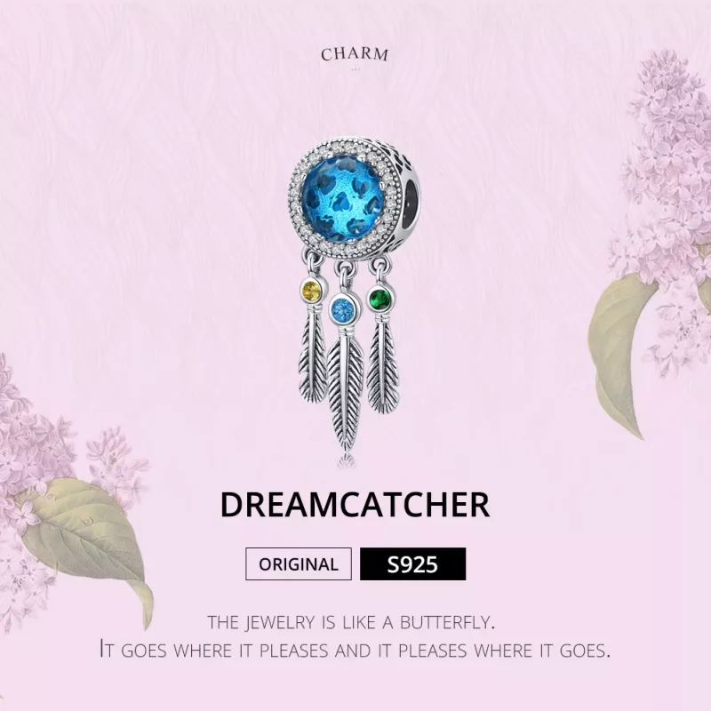 (imagen para) Charm de Atrapasueños de Plata Estilo Pandora con Zafiro - SCC1384 - Ver 6