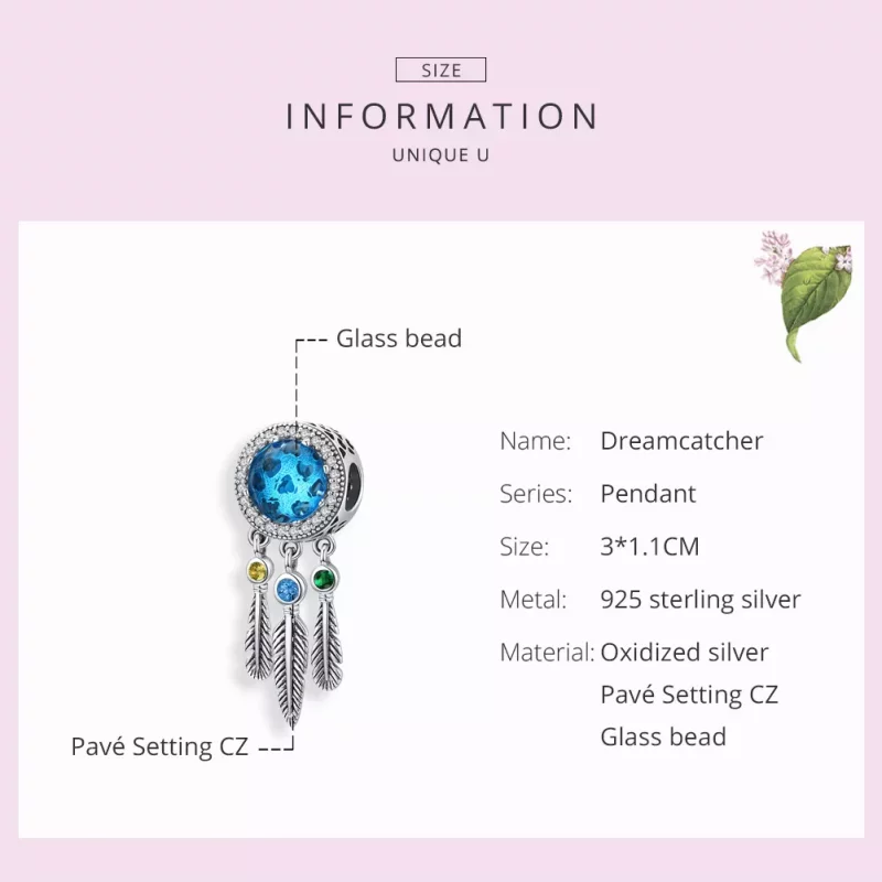 (imagen para) Charm de Atrapasueños de Plata Estilo Pandora con Zafiro - SCC1384 - Ver 7