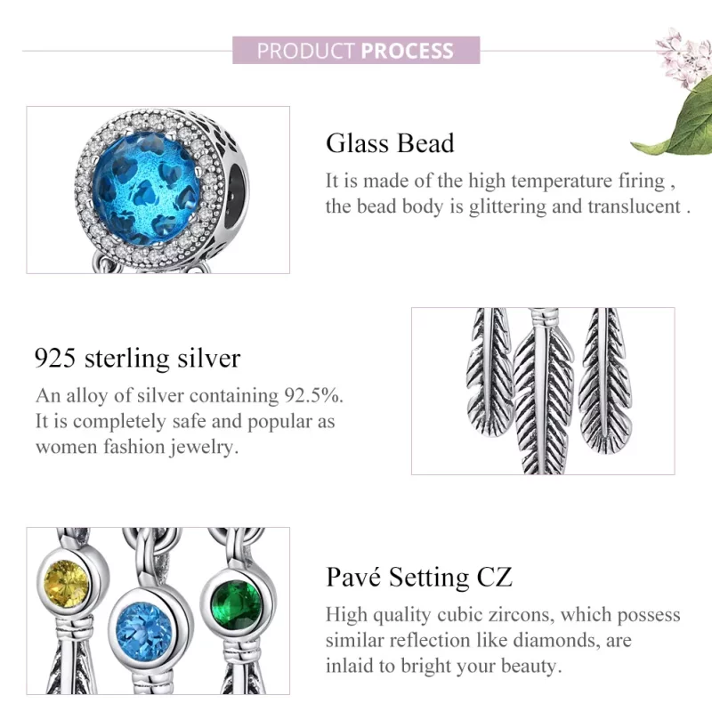 (imagen para) Charm de Atrapasueños de Plata Estilo Pandora con Zafiro - SCC1384 - Ver 8
