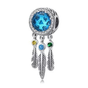 (imagen para) Charm de Atrapasueños de Plata Estilo Pandora con Zafiro - SCC1384