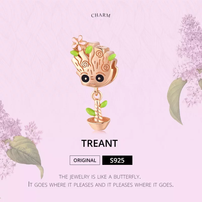 (imagen para) Charm de Baby Groot estilo Pandora en color oro rosa - BSC130 - Ver 5