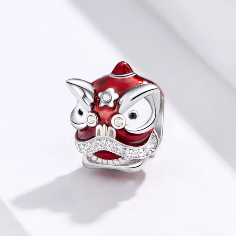 (imagen para) Charm de Baile del León de Plata Estilo Pandora - BSC086 - Ver 2