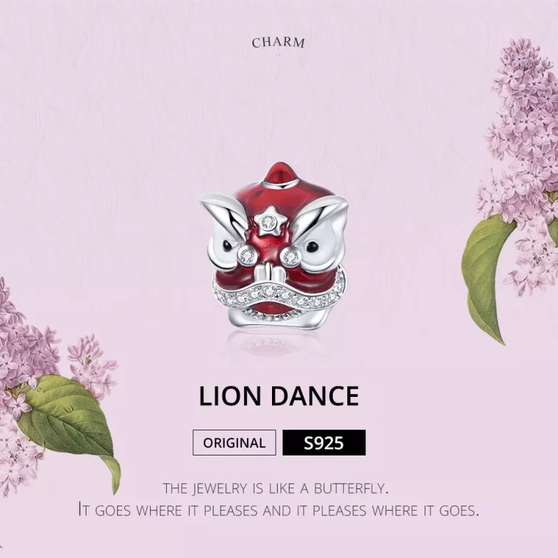 (imagen para) Charm de Baile del León de Plata Estilo Pandora - BSC086 - Ver 5