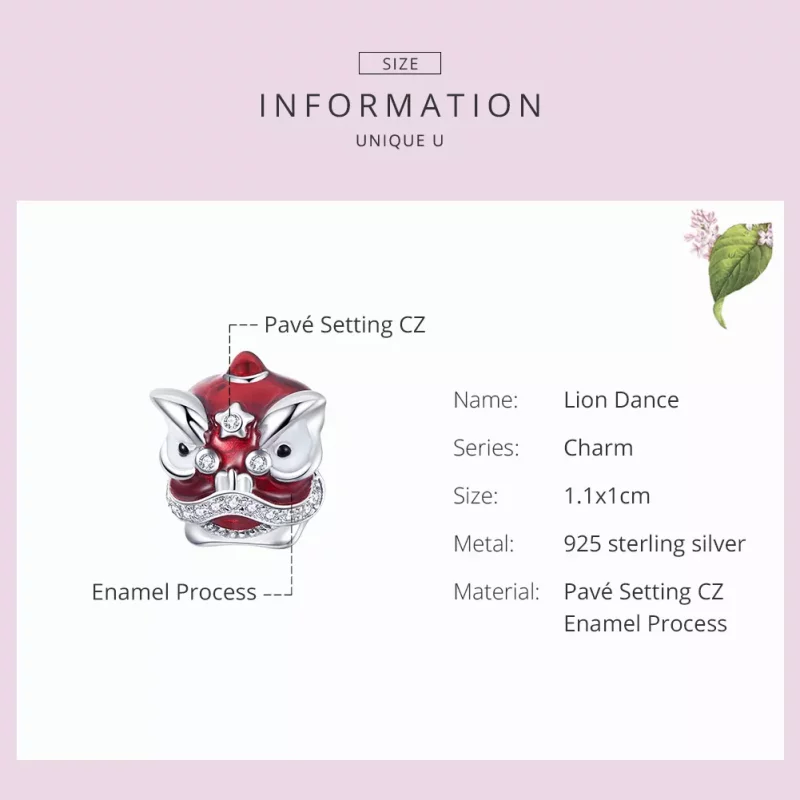 (imagen para) Charm de Baile del León de Plata Estilo Pandora - BSC086 - Ver 6