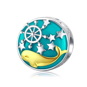 (imagen para) Charm de ballena para bebé con estilo Pandora, plateado y chapado en oro - SCC1296