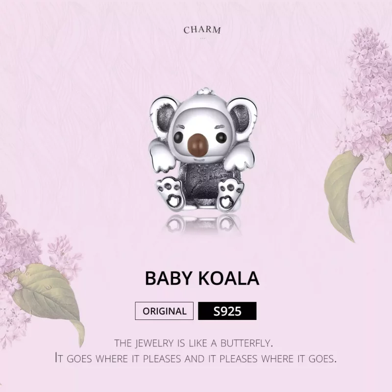 (imagen para) Charm de bebé koala de plata estilo Pandora - SCC1304 - Ver 2
