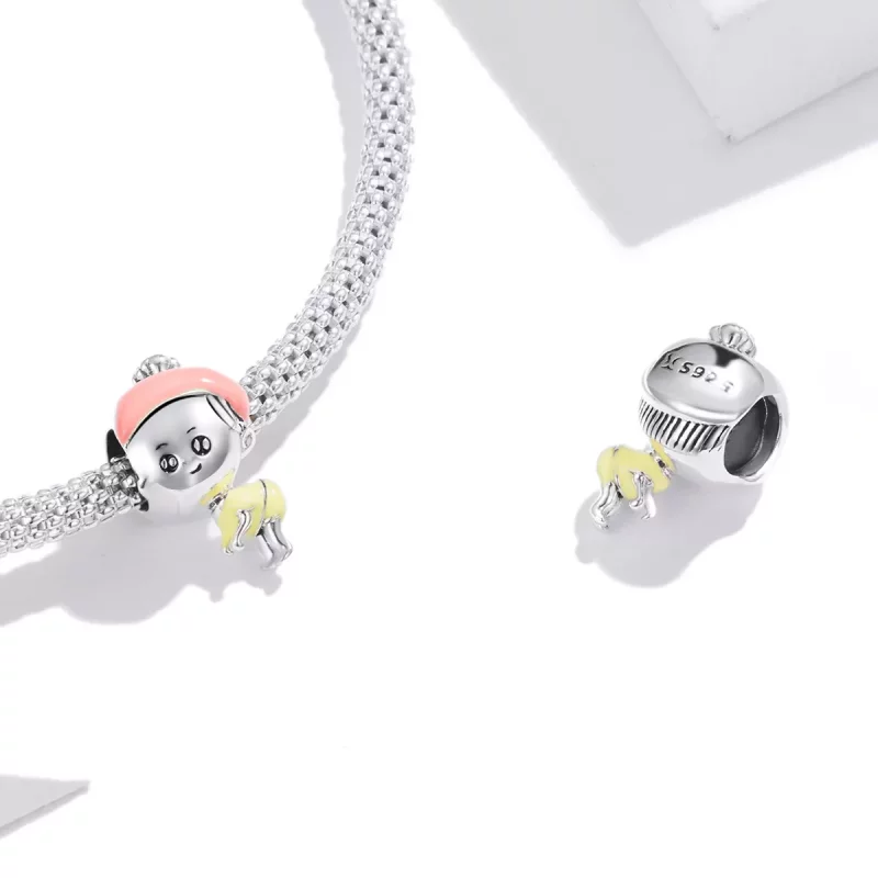 (imagen para) Charm de bebé niña estilo Pandora en plata - SCC1845 - Ver 4