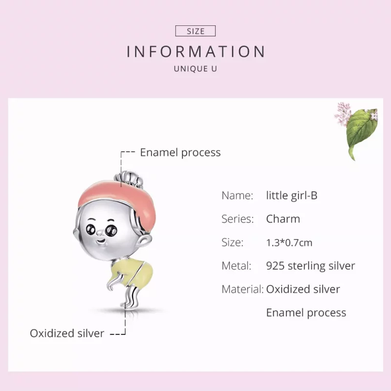 (imagen para) Charm de bebé niña estilo Pandora en plata - SCC1845 - Ver 5