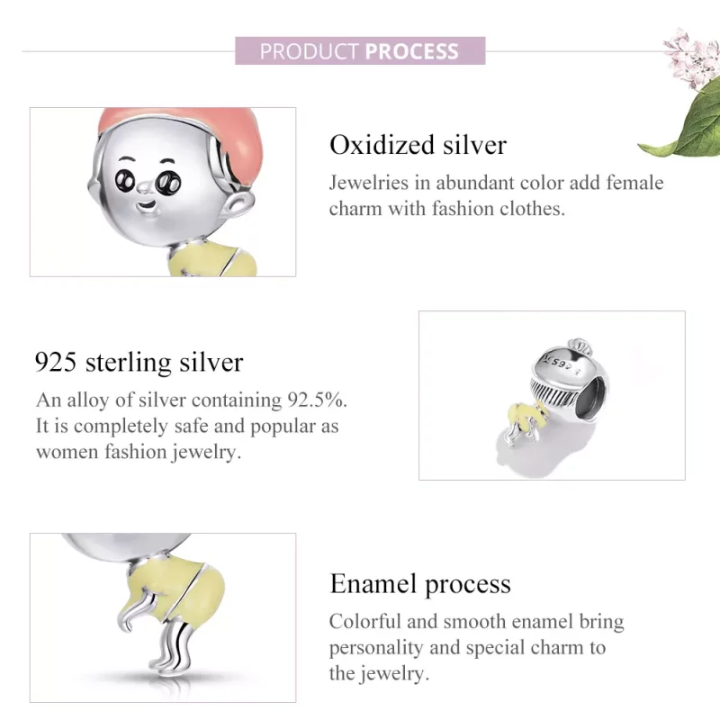 (imagen para) Charm de bebé niña estilo Pandora en plata - SCC1845 - Ver 6