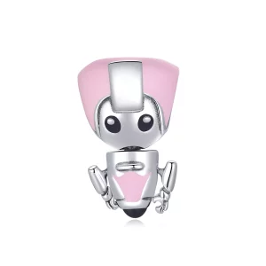 (imagen para) Charm de bebé robot rosa al estilo Pandora - SCC1774