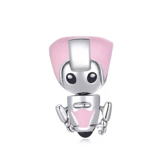 (imagen para) Charm de bebé robot rosa al estilo Pandora - SCC1774