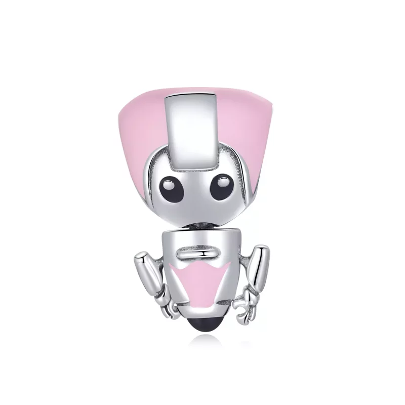(imagen para) Charm de bebé robot rosa al estilo Pandora - SCC1774