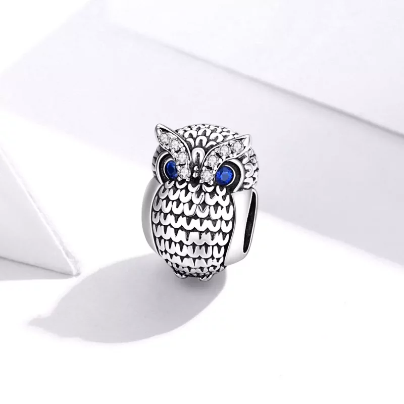 (imagen para) Charm de Búho Brillante de Estilo Pandora en Plata - SCC1607 - Ver 2