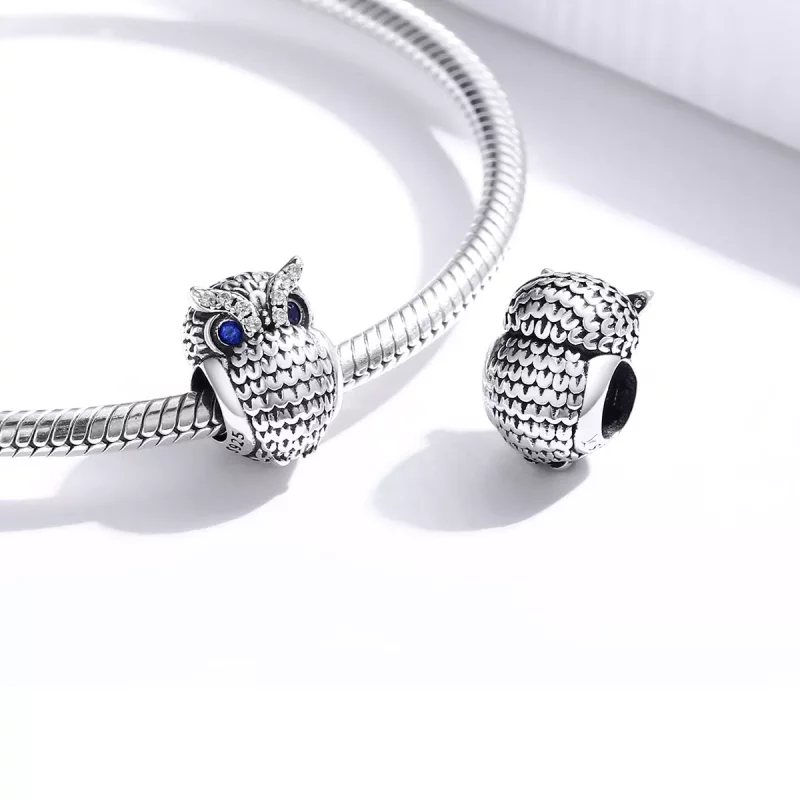 (imagen para) Charm de Búho Brillante de Estilo Pandora en Plata - SCC1607 - Ver 4