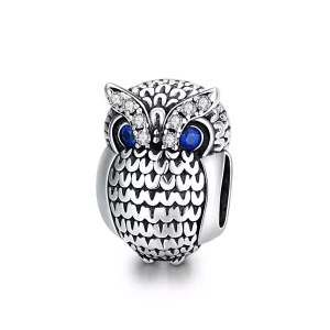 (imagen para) Charm de Búho Brillante de Estilo Pandora en Plata - SCC1607