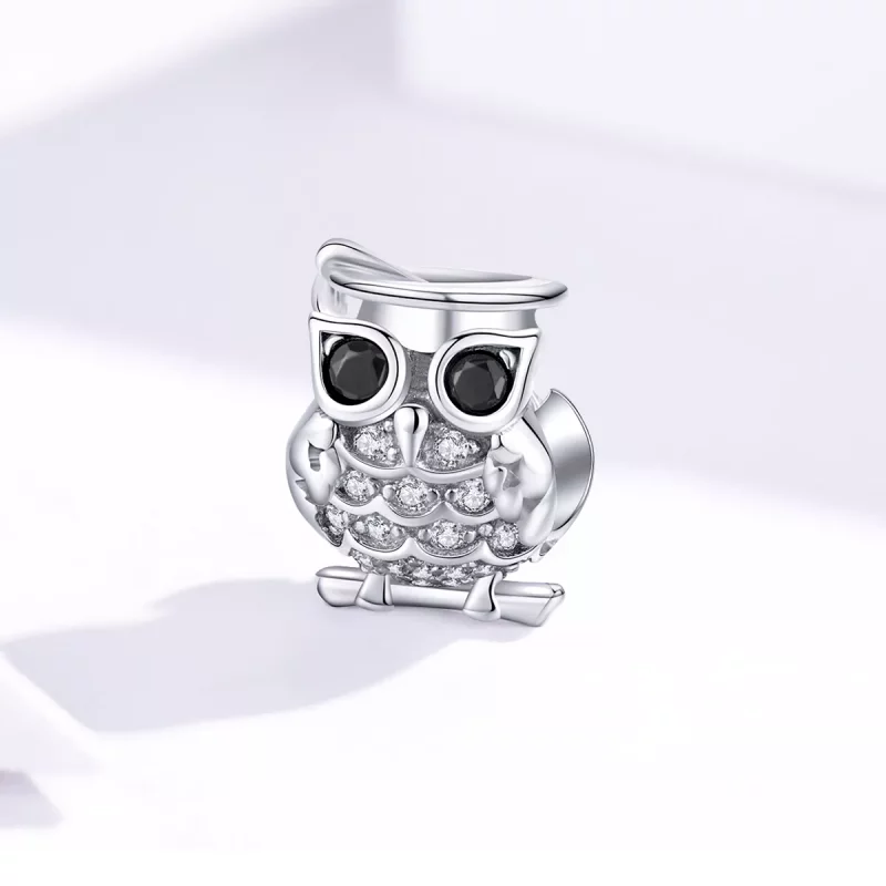 (imagen para) Charm de búho de plata estilo Pandora - BSC124 - Ver 3