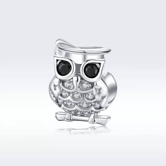 (imagen para) Charm de búho de plata estilo Pandora - BSC124