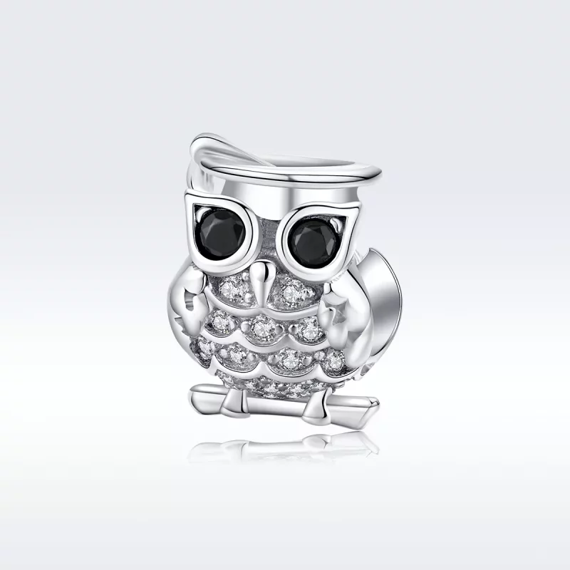 (imagen para) Charm de búho de plata estilo Pandora - BSC124