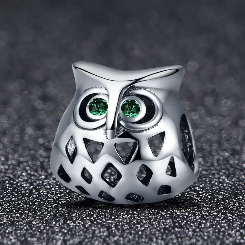 (imagen para) Charm de búho plateado estilo Pandora - SCC424 - Ver 2