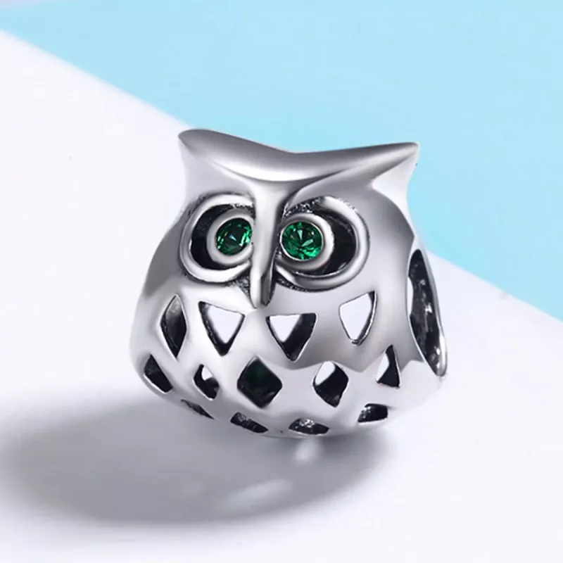 (imagen para) Charm de búho plateado estilo Pandora - SCC424 - Ver 3