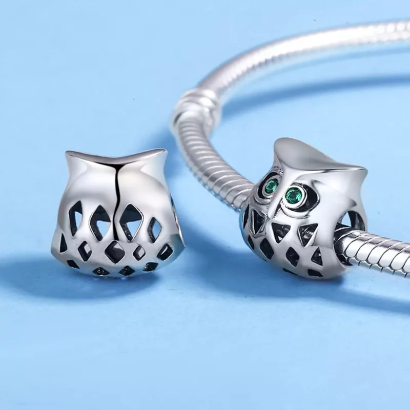 (imagen para) Charm de búho plateado estilo Pandora - SCC424 - Ver 5
