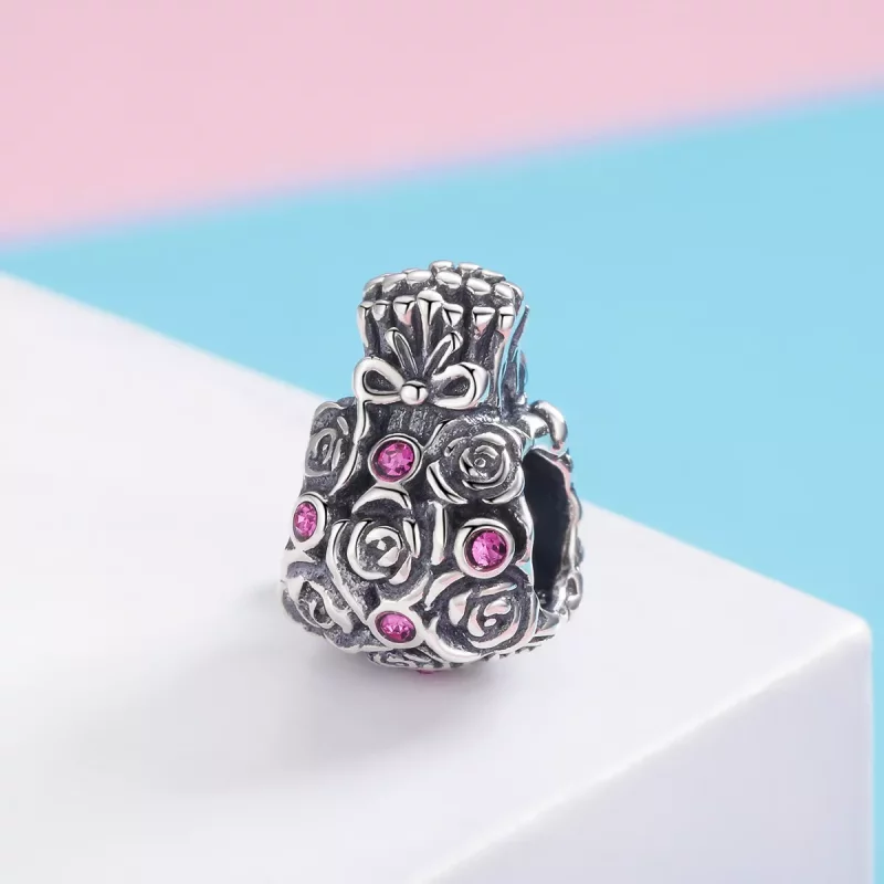 (imagen para) Charm de bolsa estilo Pandora en tono rosa - SCC962 - Ver 2