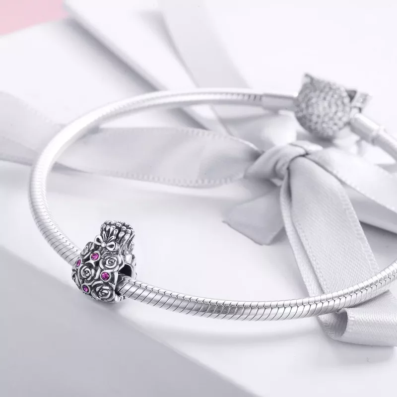 (imagen para) Charm de bolsa estilo Pandora en tono rosa - SCC962 - Ver 3