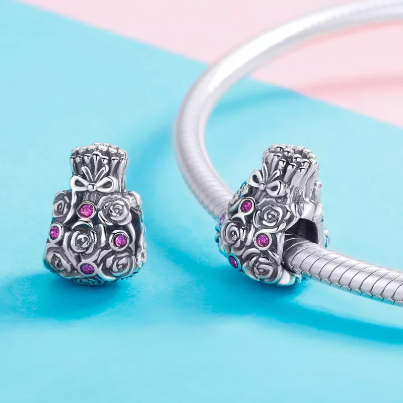 (imagen para) Charm de bolsa estilo Pandora en tono rosa - SCC962 - Ver 4