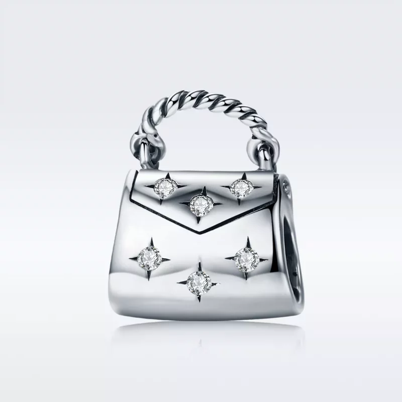 (imagen para) Charm de bolso de compras elegante plateado estilo Pandora - SCC607 - Ver 2