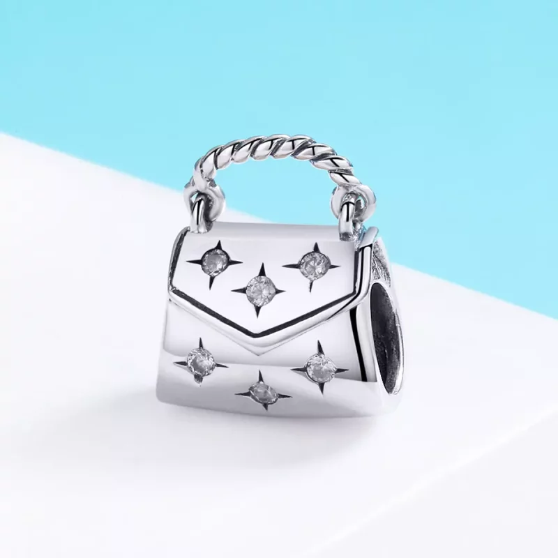 (imagen para) Charm de bolso de compras elegante plateado estilo Pandora - SCC607 - Ver 3