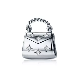 (imagen para) Charm de bolso de compras elegante plateado estilo Pandora - SCC607