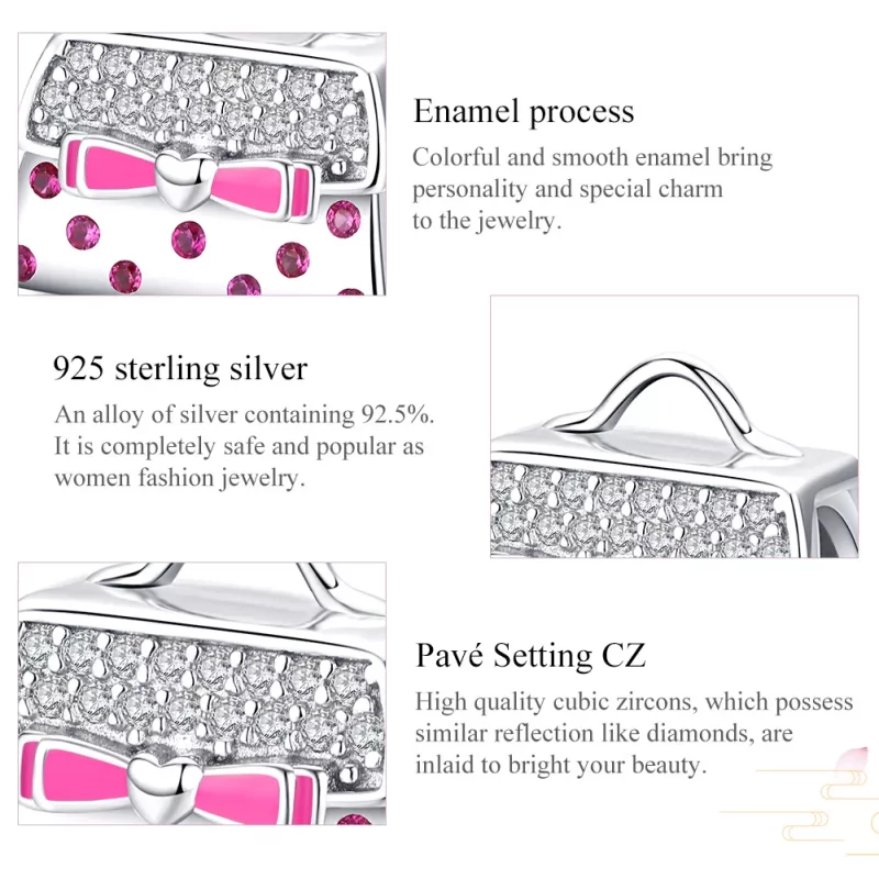 (imagen para) Charm de bolso plateado estilo Pandora - SCC1391 - Ver 5