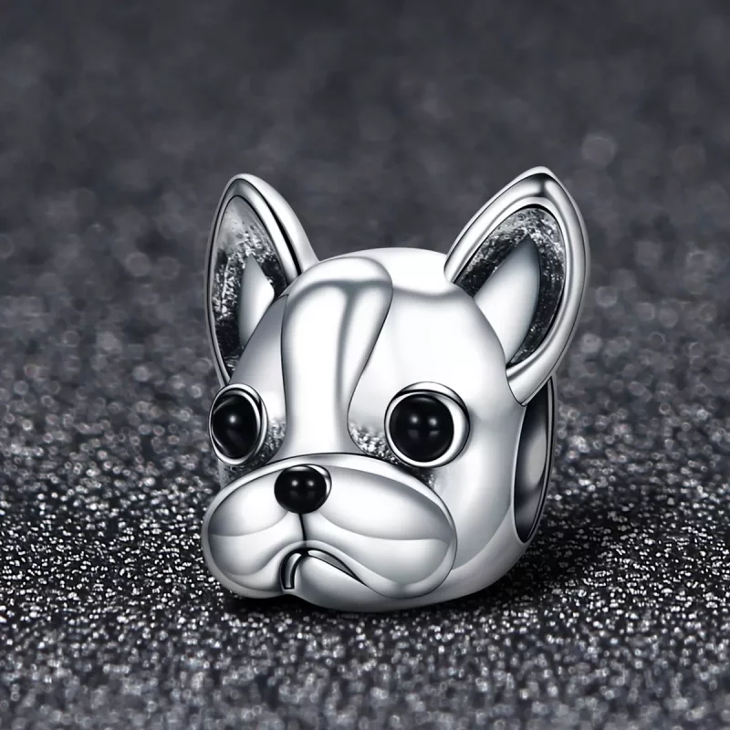 (imagen para) Charm de Bulldog Francés de Plata con Estilo Pandora - SCC315 - Ver 2