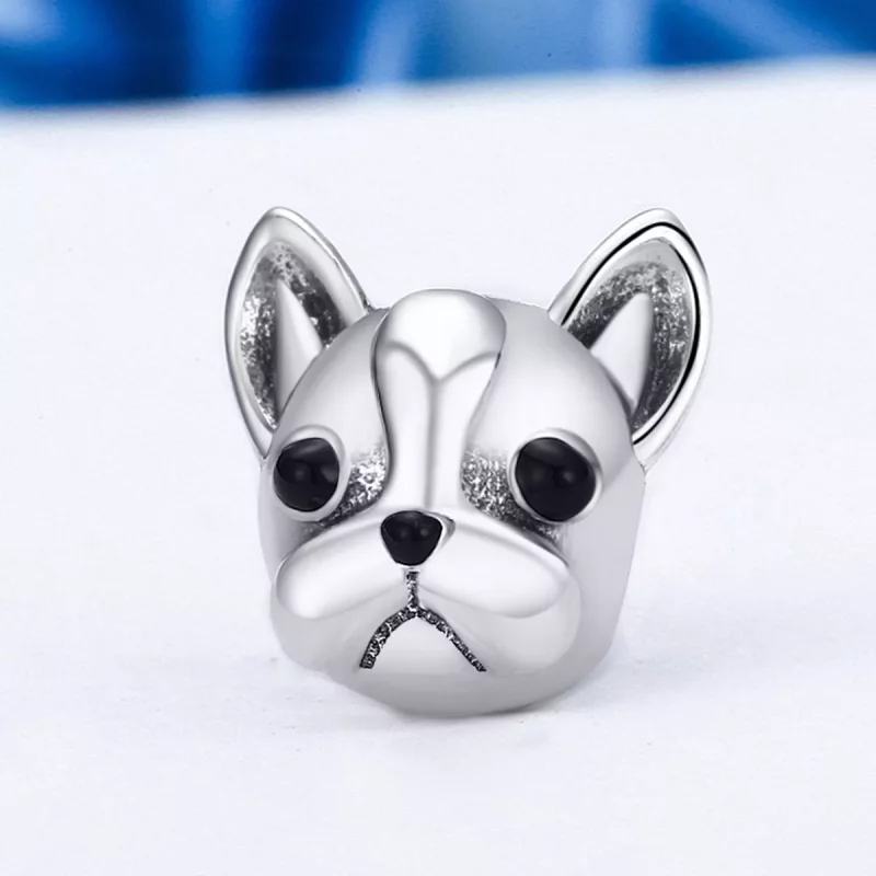 (imagen para) Charm de Bulldog Francés de Plata con Estilo Pandora - SCC315 - Ver 3